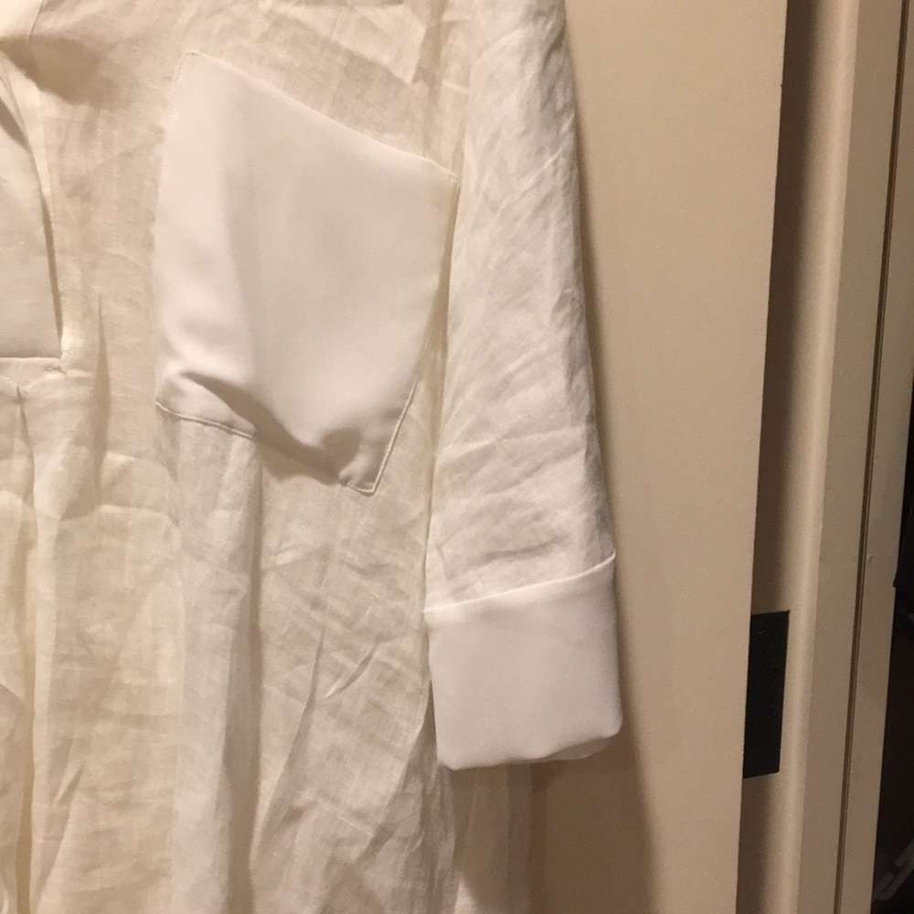 Anne Klein womens 100% Linen Tunic/cover up top blouse 3/4 sleeves Size Large - Picture 4 of 11